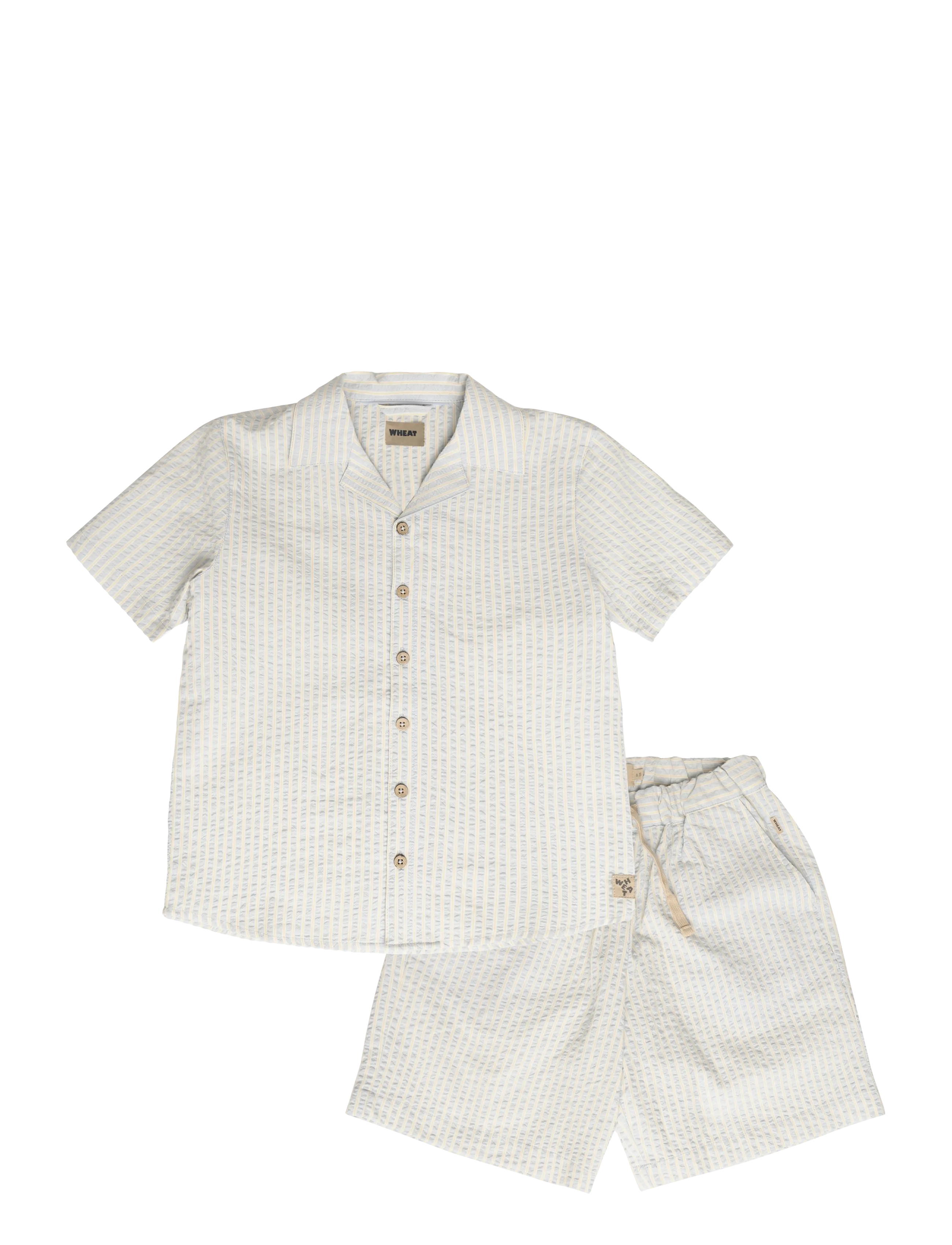 Wheat Set Shirt S/S & Shorts Anker, 128, Sets, Weiß - Sets With Short-sleeved T-shirt, Kinder