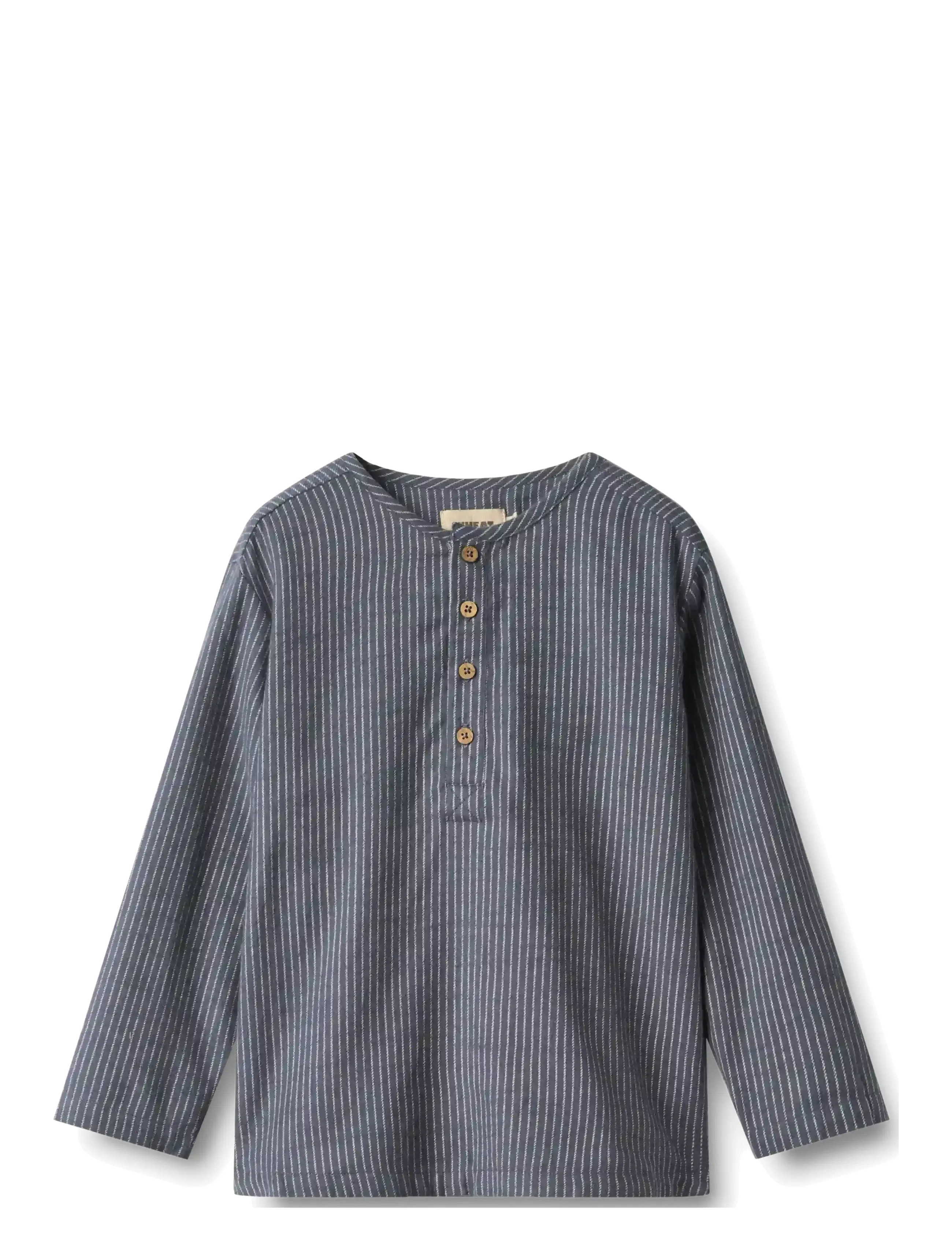 Wheat Shirt L/S Bjørk - Wheat - GREYBLUE SLUB STRIPE / blue