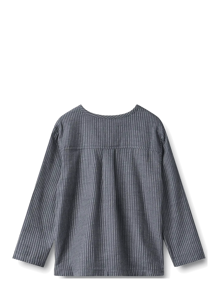 Wheat - Shirt L/S Bjørk - greyblue slub stripe - 1
