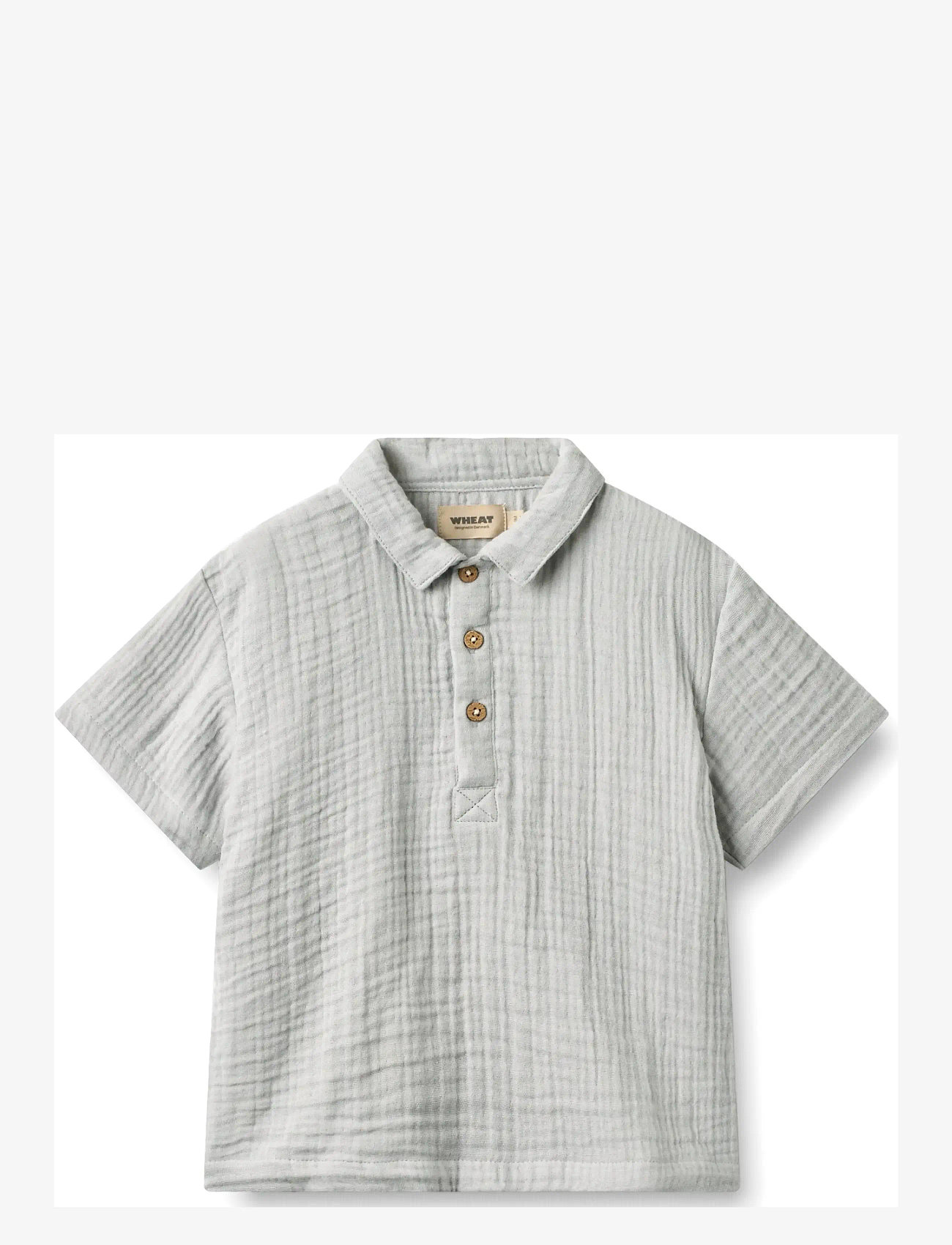 Wheat - Shirt S/S Svend - kortærmede skjorter - light blue - 0