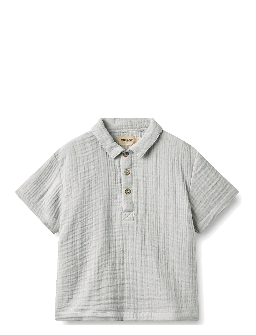 Wheat - Shirt S/S Svend - kurzärmlige hemden - light blue - 0