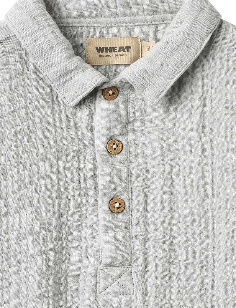 Wheat - Shirt S/S Svend - kortærmede skjorter - light blue - 2