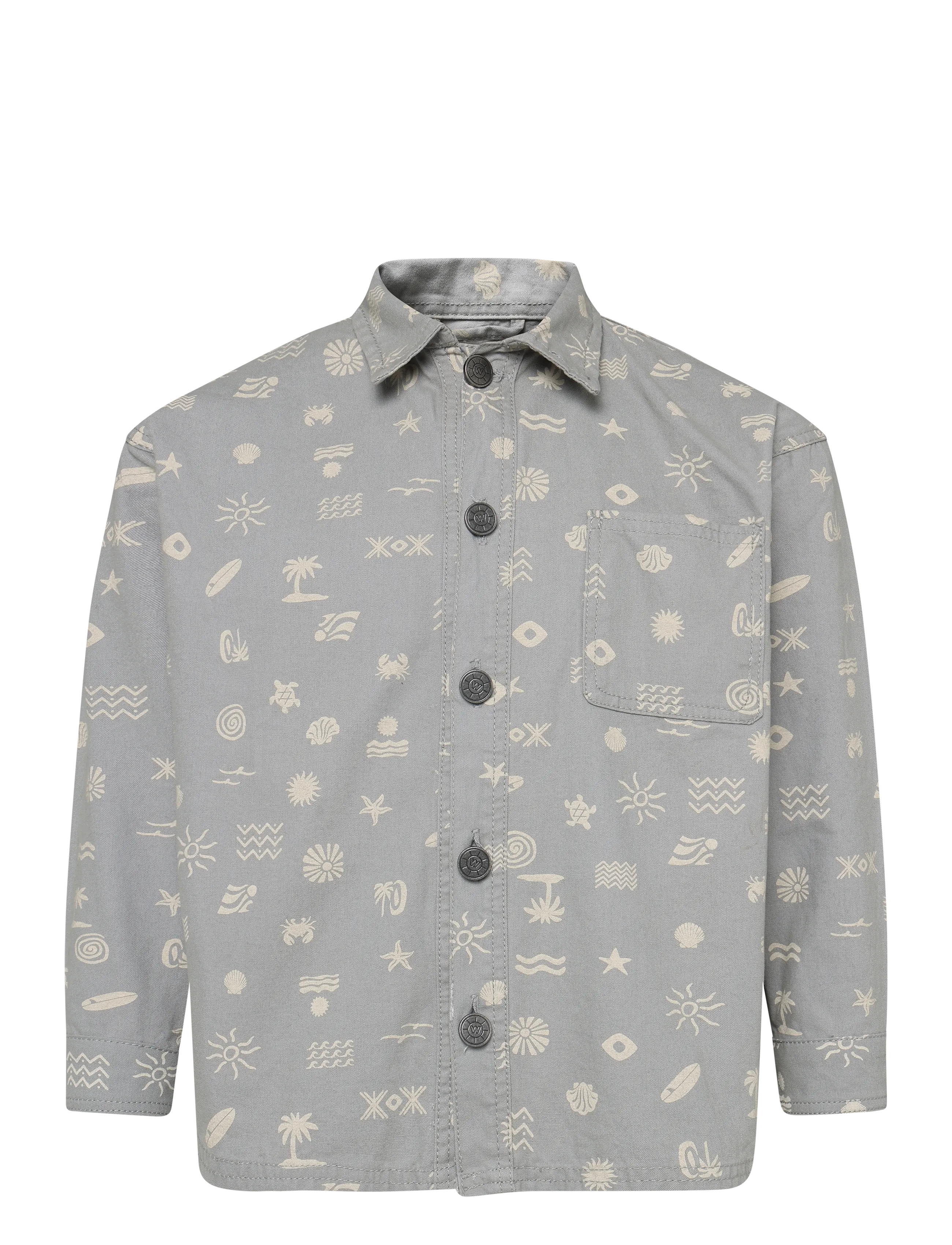 Wheat Overshirt Marcel, Mønstret Overshirt, Grå, Str: 122