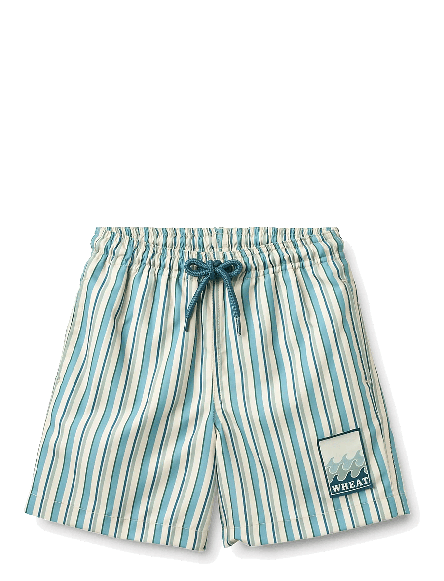 Wheat - Swim Trunk Hansi badge - badshorts - aqua stripe - 0