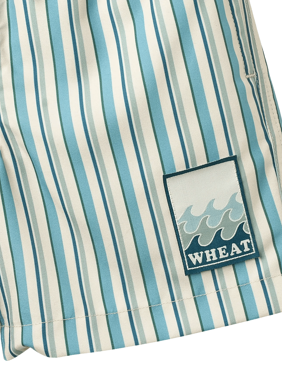 Wheat - Swim Trunk Hansi badge - badshorts - aqua stripe - 2