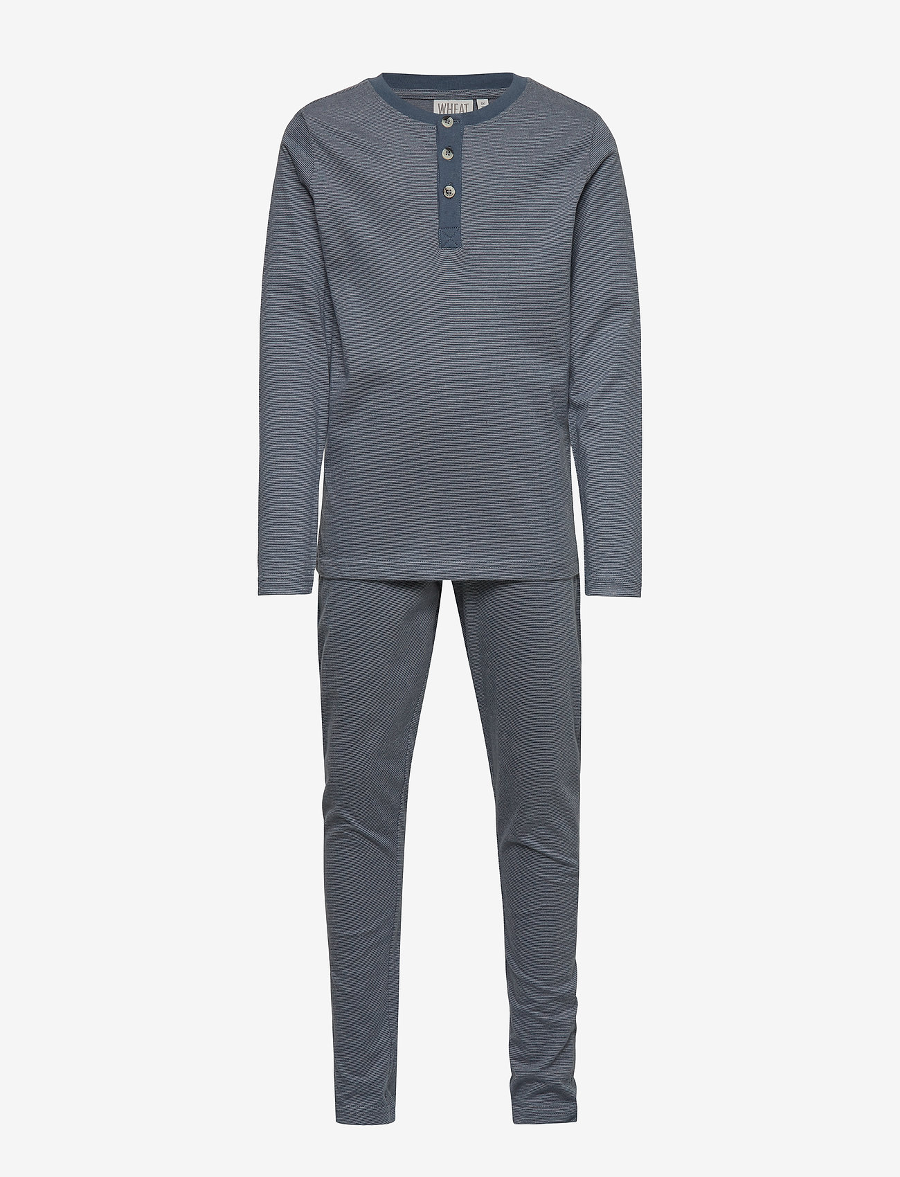 Wheat - Boy Pajamas Rib LS - dusty blue - 0