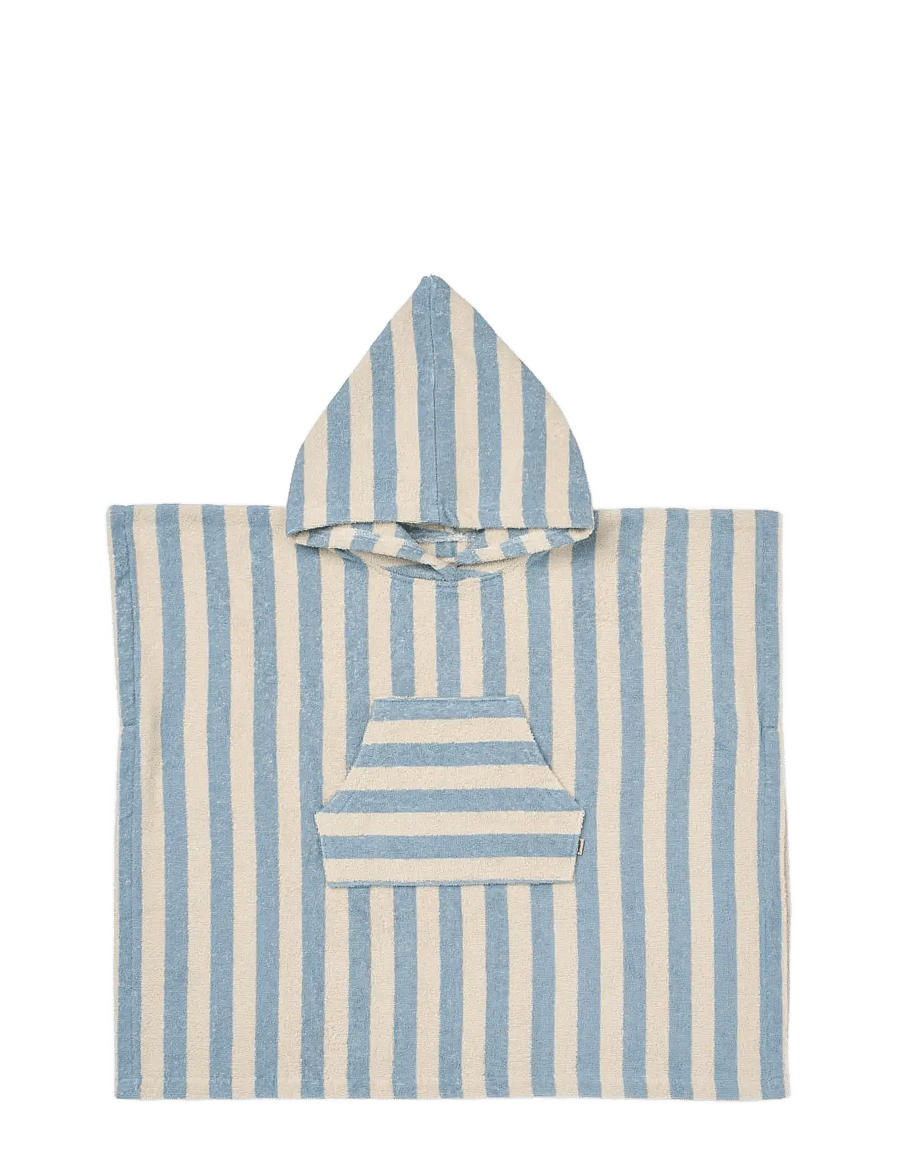 Wheat - Terry Poncho Lille - bademäntel - blue swim stripe - 0