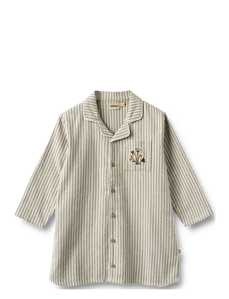 Wheat - Nightgown L/S Sylva - nattlinnen - blue stripe - 0
