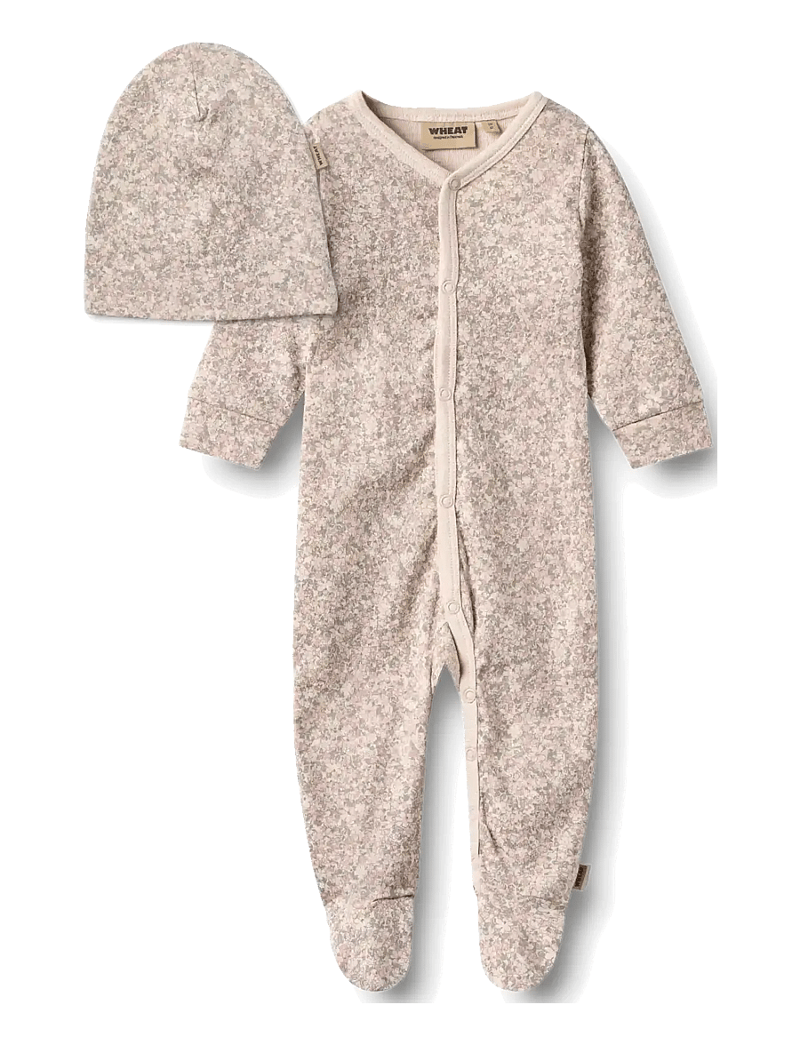 Wheat - Giftbox Jude Baby Set - komplektid bodiga - almond flower meadow - 0