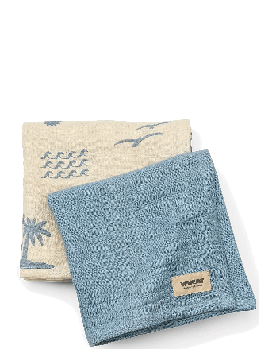 Wheat - 2 pk Muslin Kaya - muslindukar - faded denim - 1
