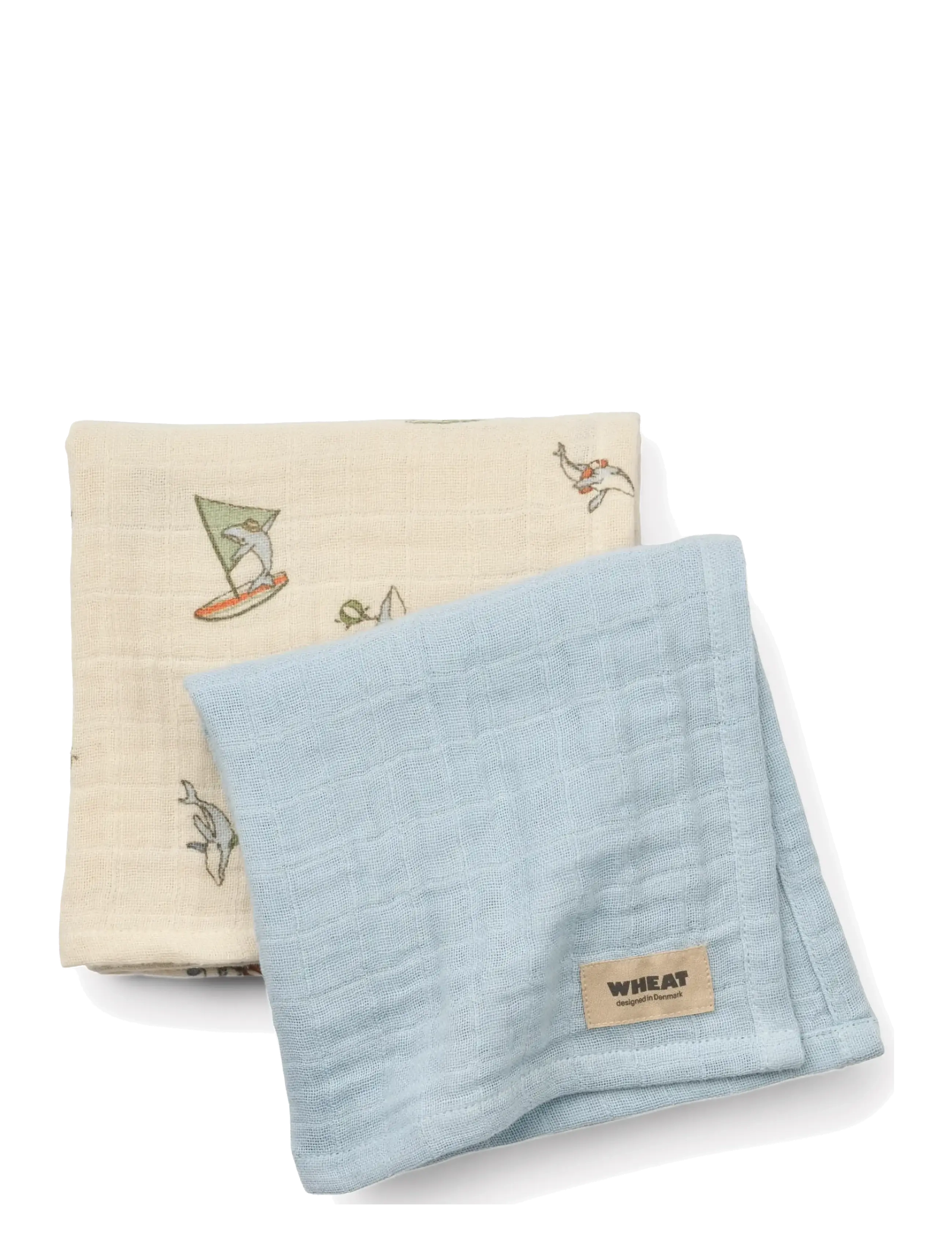 Wheat 2 pk Muslin Kaya - Babyprodukter - SUMMER SKY / blue