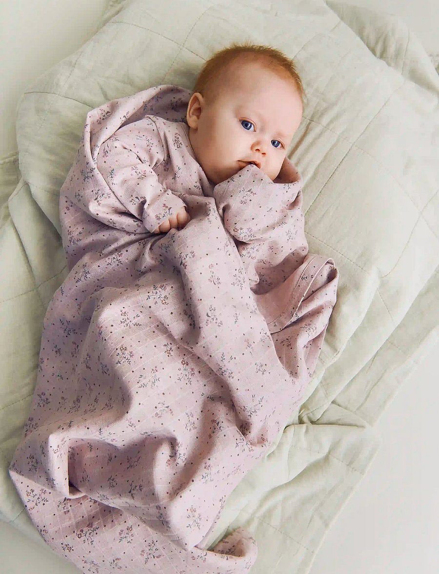 Wheat - Muslin blanket Karly - swaddles - soft lilac flowers - 0