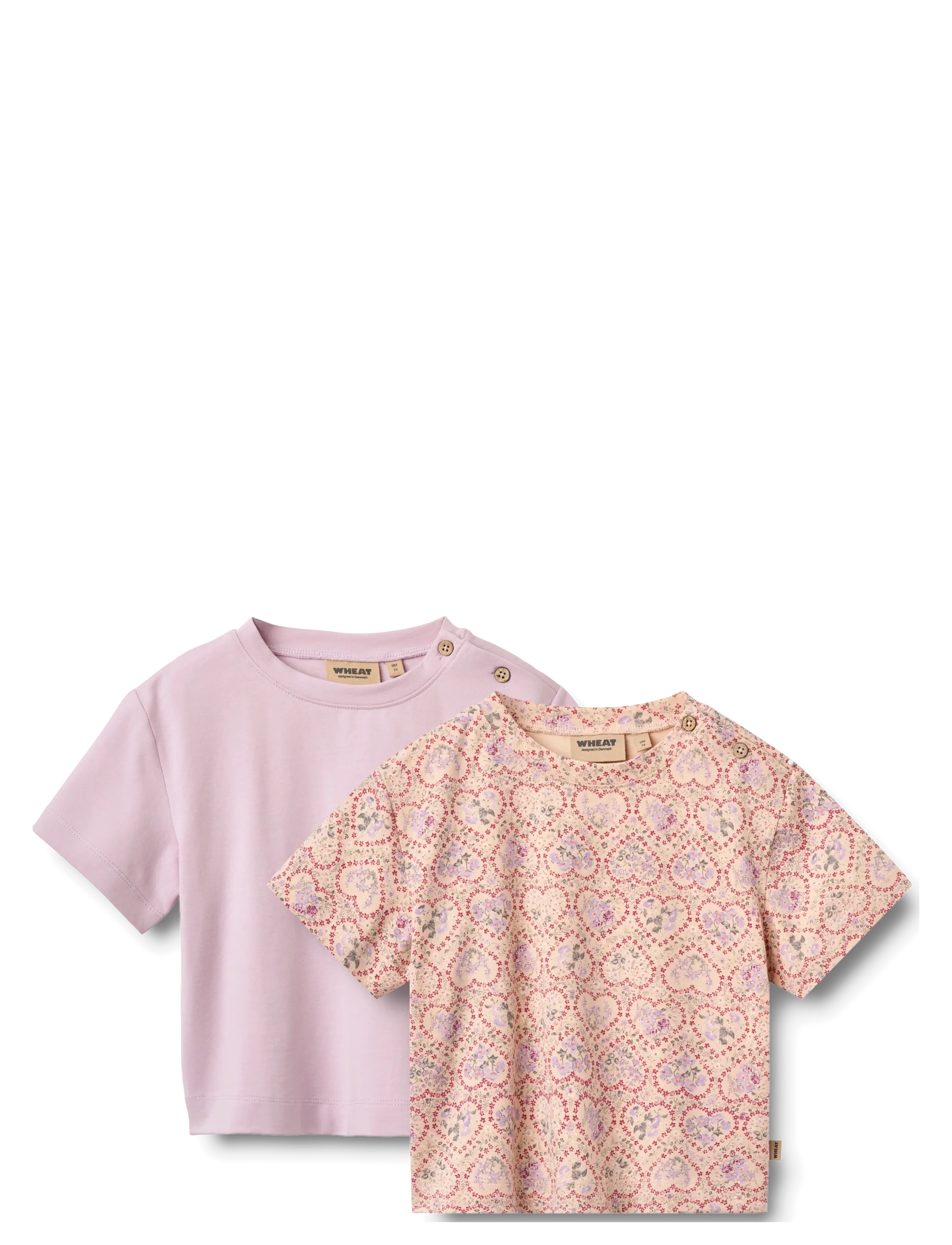 Wheat 2 T-shirt S/S Ella - Clothing - MAGENTA HEART FLOWERS / multi