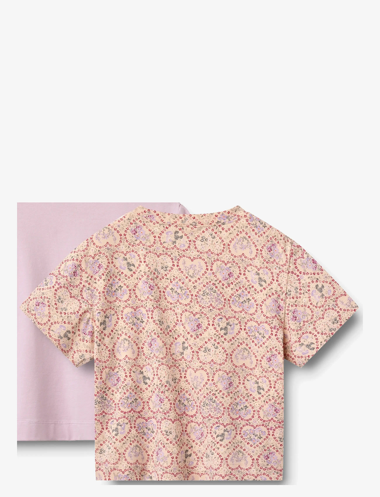 Wheat - 2 T-shirt S/S Ella - kortærmede t-shirts - magenta heart flowers - 1