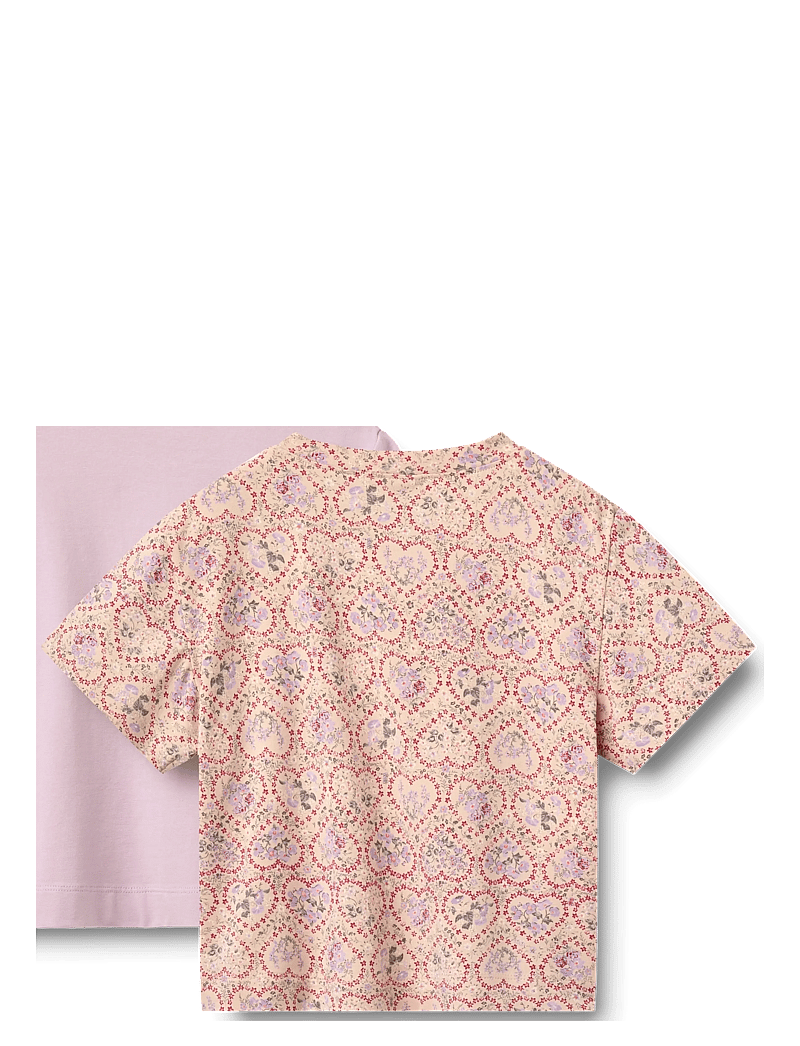 Wheat - 2 T-shirt S/S Ella - kortærmede t-shirts - magenta heart flowers - 1