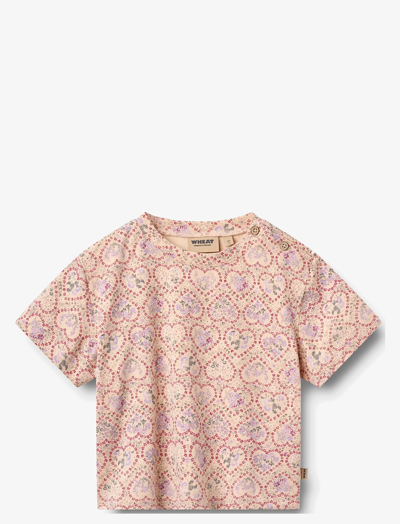 Wheat - 2 T-shirt S/S Ella - kortærmede t-shirts - magenta heart flowers - 2