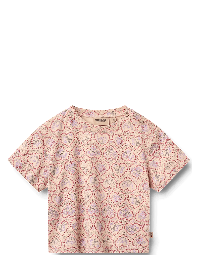 Wheat - 2 T-shirt S/S Ella - kortærmede t-shirts - magenta heart flowers - 2