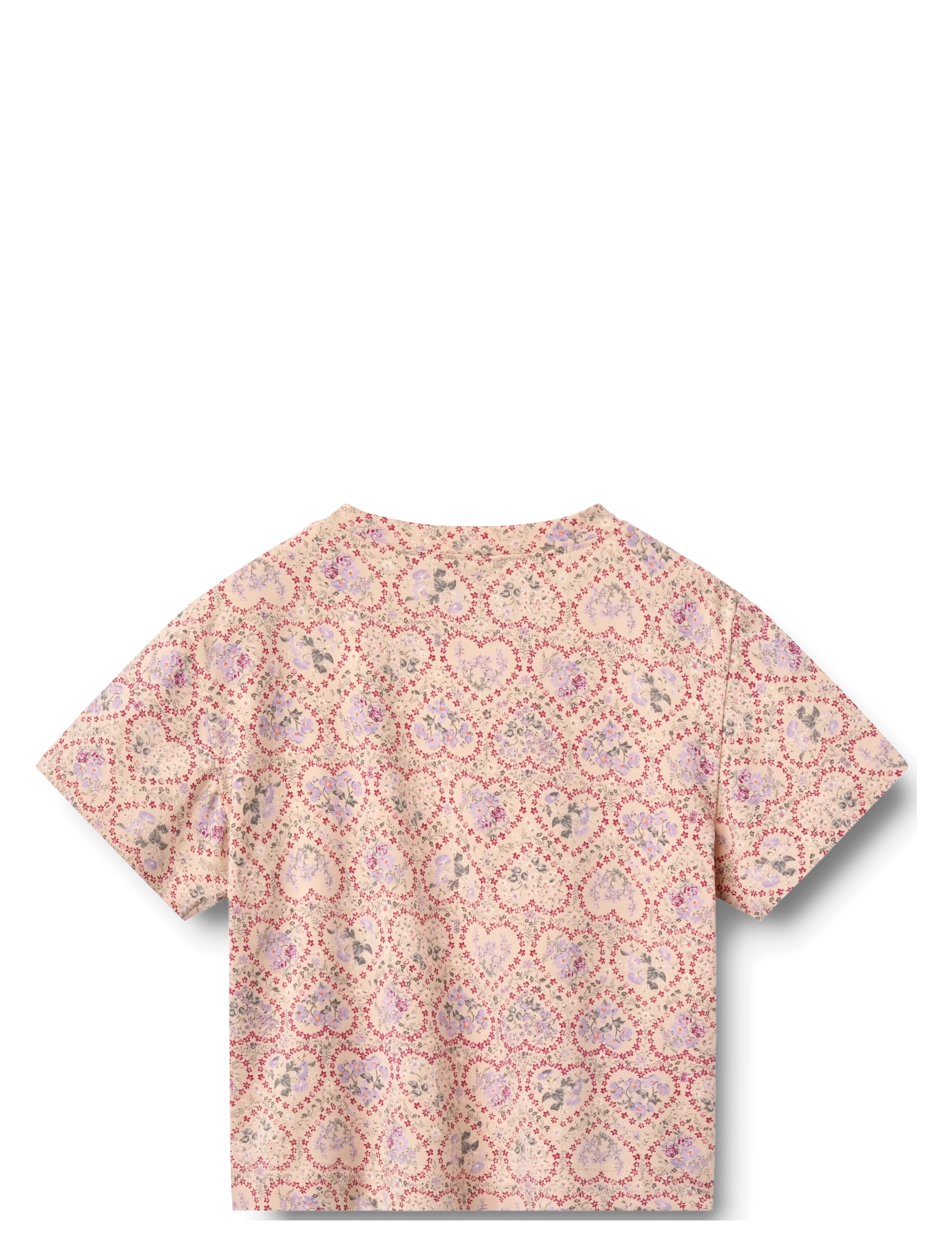 Wheat - 2 T-shirt S/S Ella - short-sleeved t-shirts - magenta heart flowers - 3