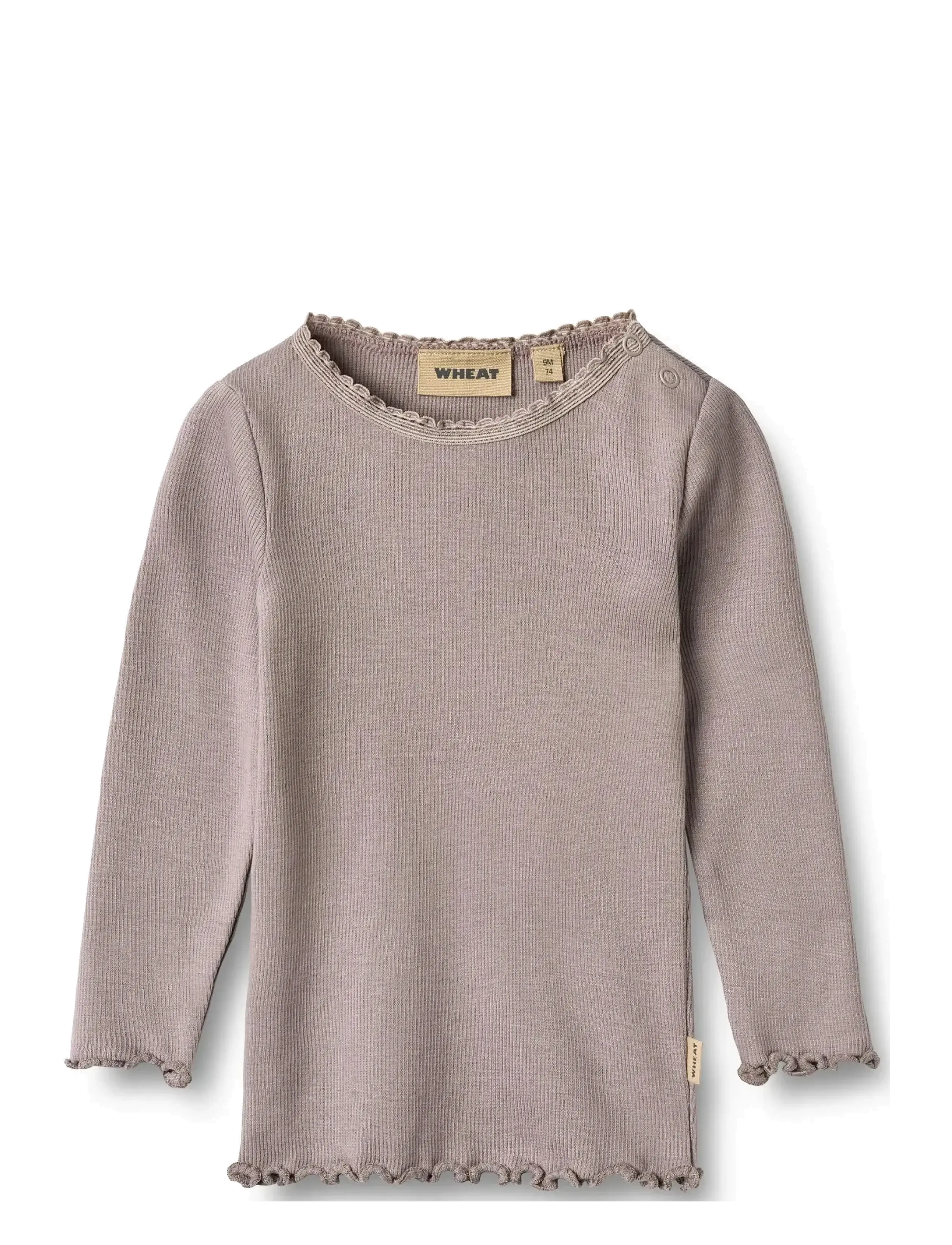 Wheat Rib T-Shirt L/S Reese, 74, Purple, T-Shirts > Langærmede T-shirts, Børn