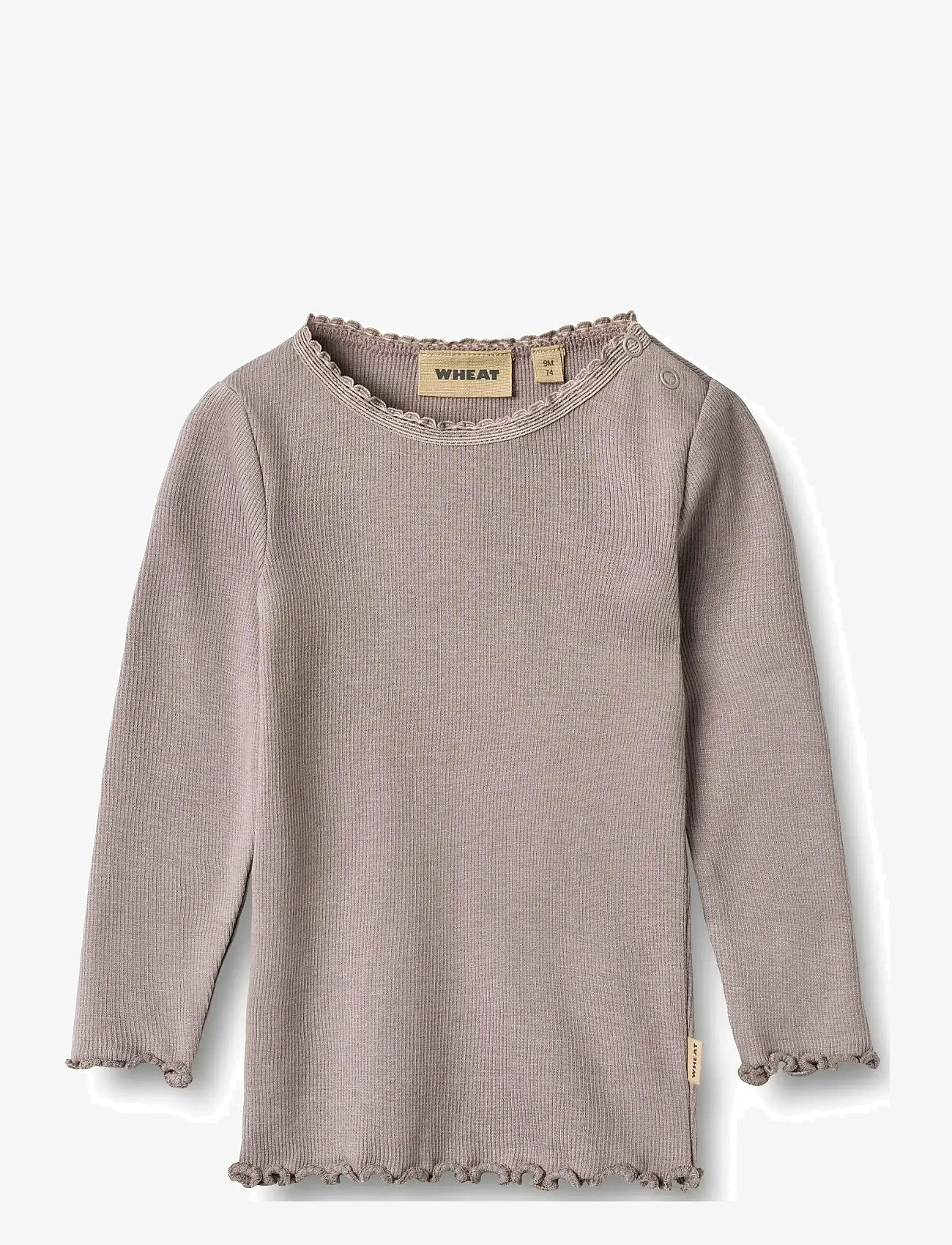 Wheat - Rib T-Shirt L/S Reese - långärmade t-shirts - dusty purple - 0