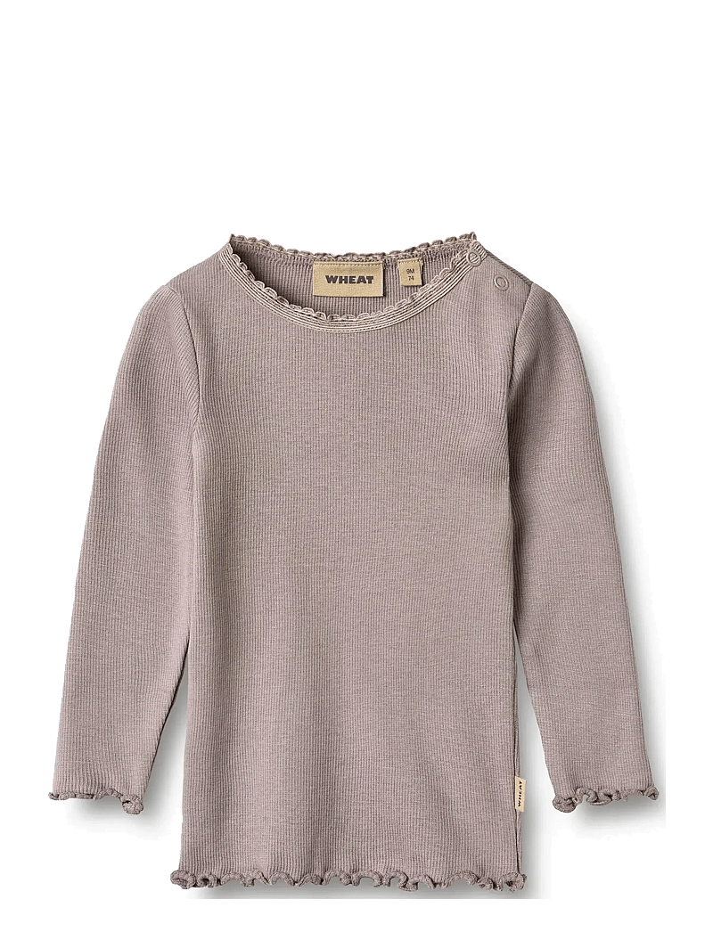 Wheat - Rib T-Shirt L/S Reese - långärmade t-shirts - dusty purple - 0