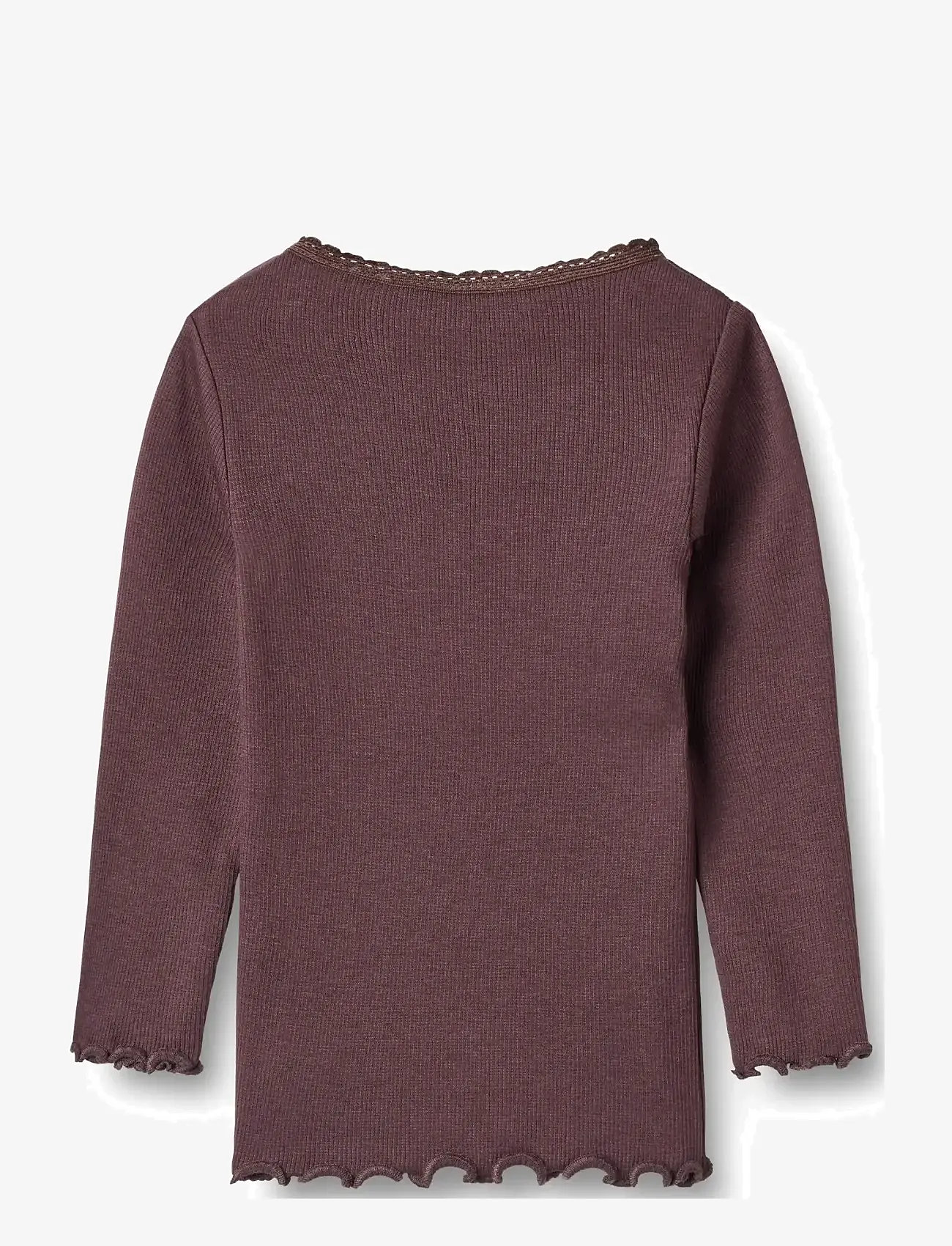 Wheat - Rib T-Shirt L/S Reese - efterårstøj - fudge - 1