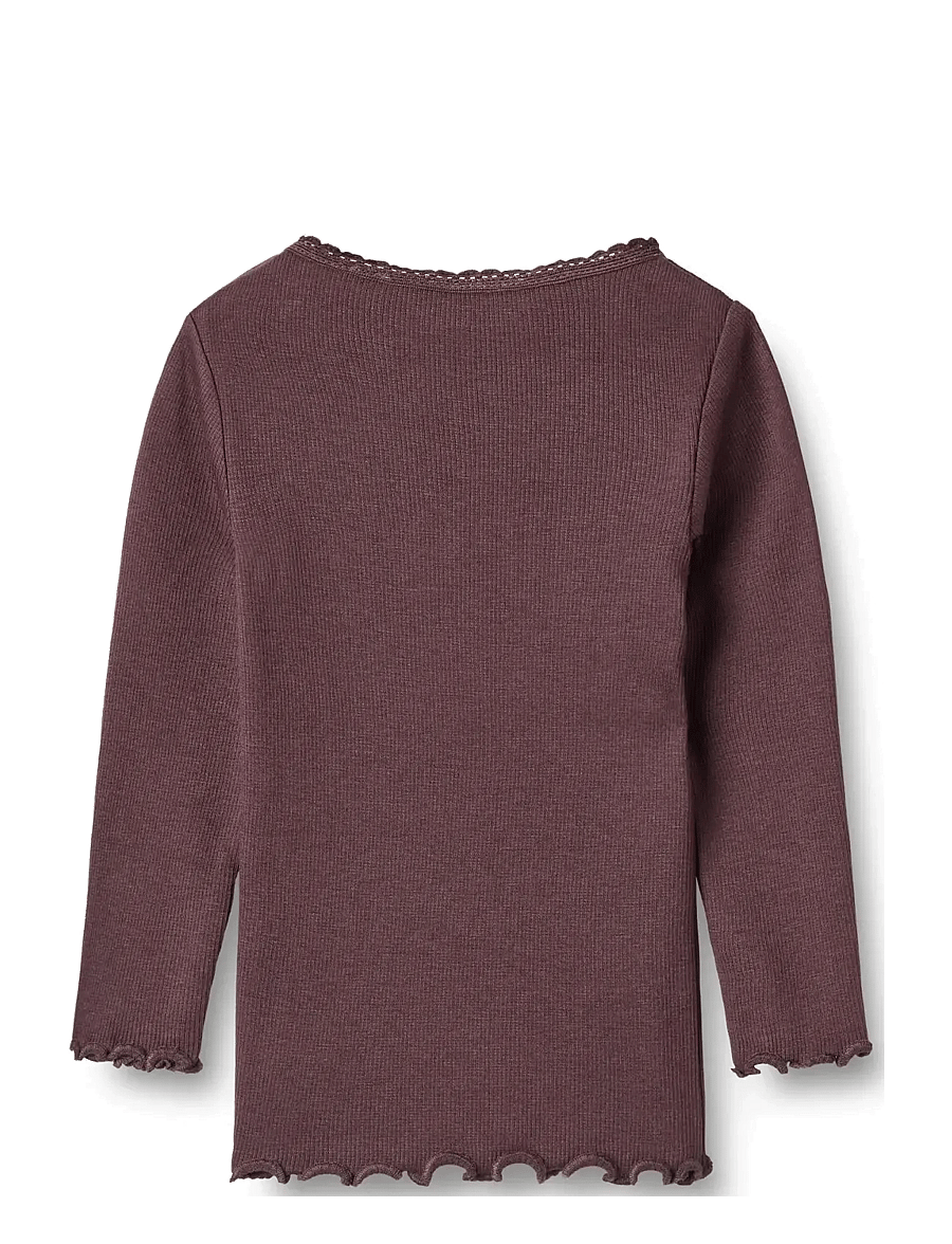 Wheat - Rib T-Shirt L/S Reese - langärmelig - fudge - 1