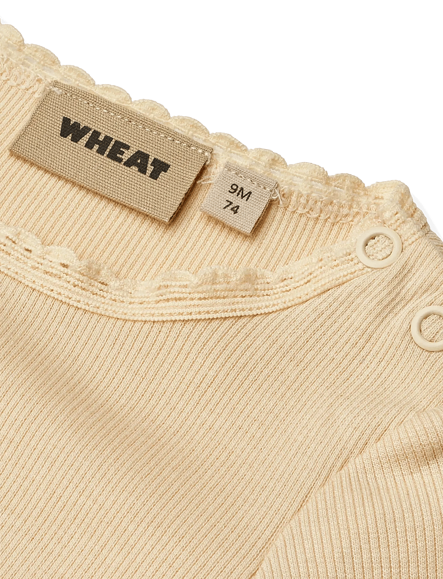 Wheat - Rib T-Shirt L/S Reese - langærmede t-shirts - macadamia - 3