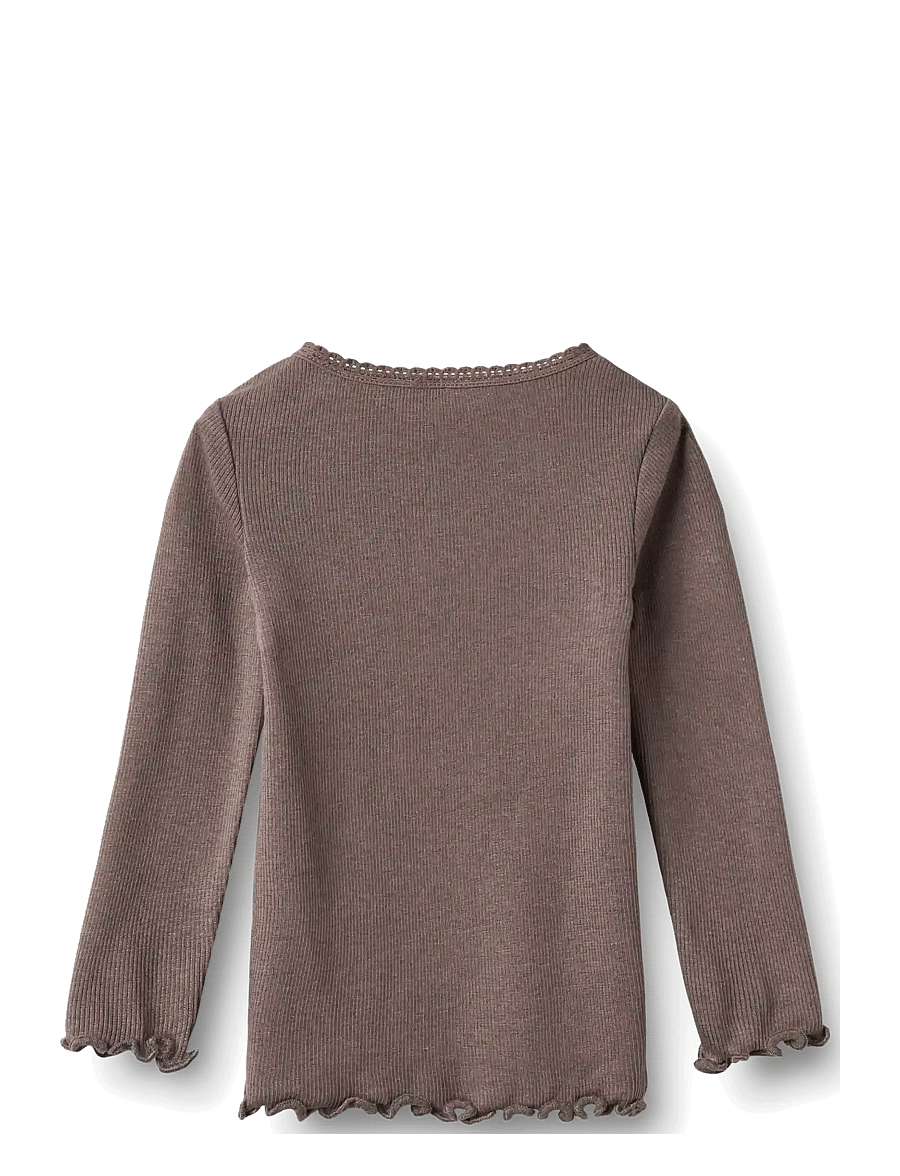Wheat - Rib T-Shirt L/S Reese - langärmelig - plum truffle - 1