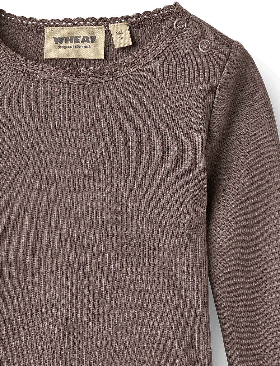 Wheat - Rib T-Shirt L/S Reese - langärmelig - plum truffle - 2