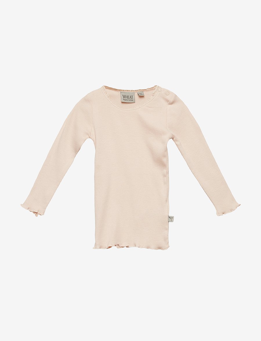 Wheat - Rib T-Shirt L/S Reese - långärmade t-shirts - powder - 0