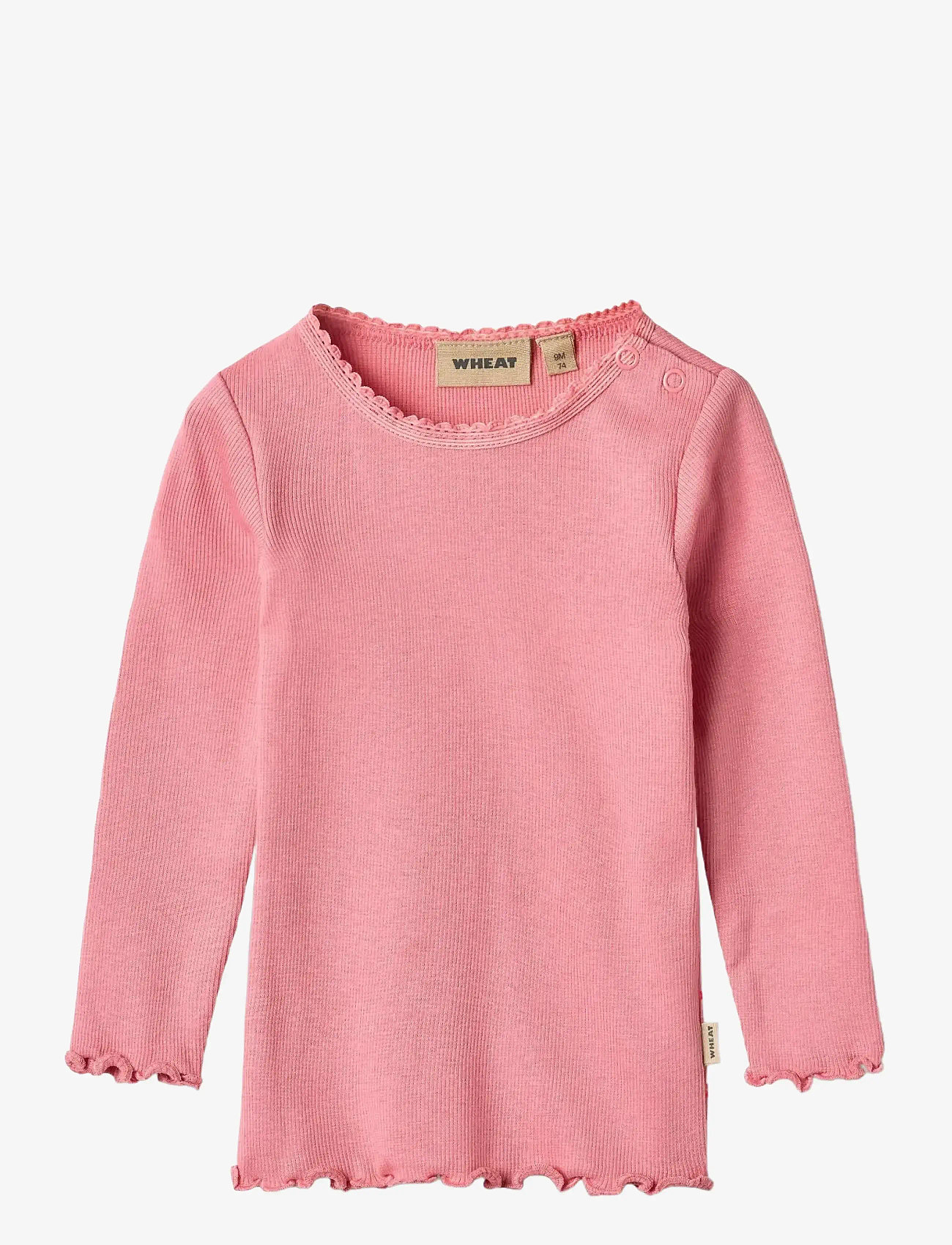 Wheat - Rib T-Shirt L/S Reese - långärmade t-shirts - soft pink - 0