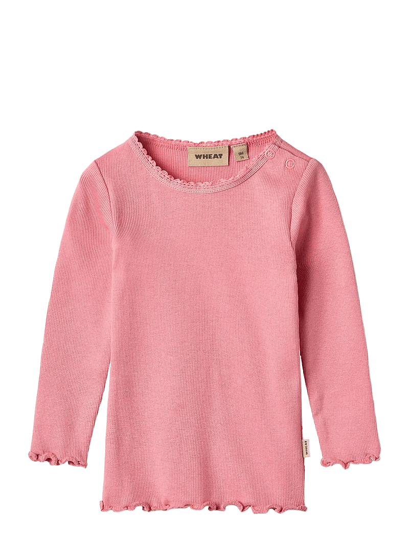 Wheat - Rib T-Shirt L/S Reese - langærmede t-shirts - soft pink - 0