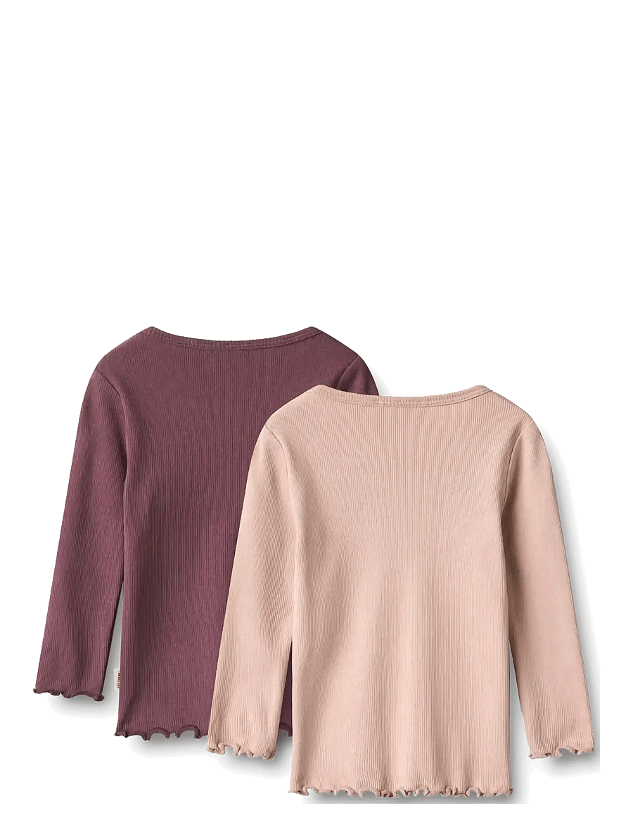 Wheat - 2 Rib T-shirt L/S Ida - langärmelig - eggplant - 1
