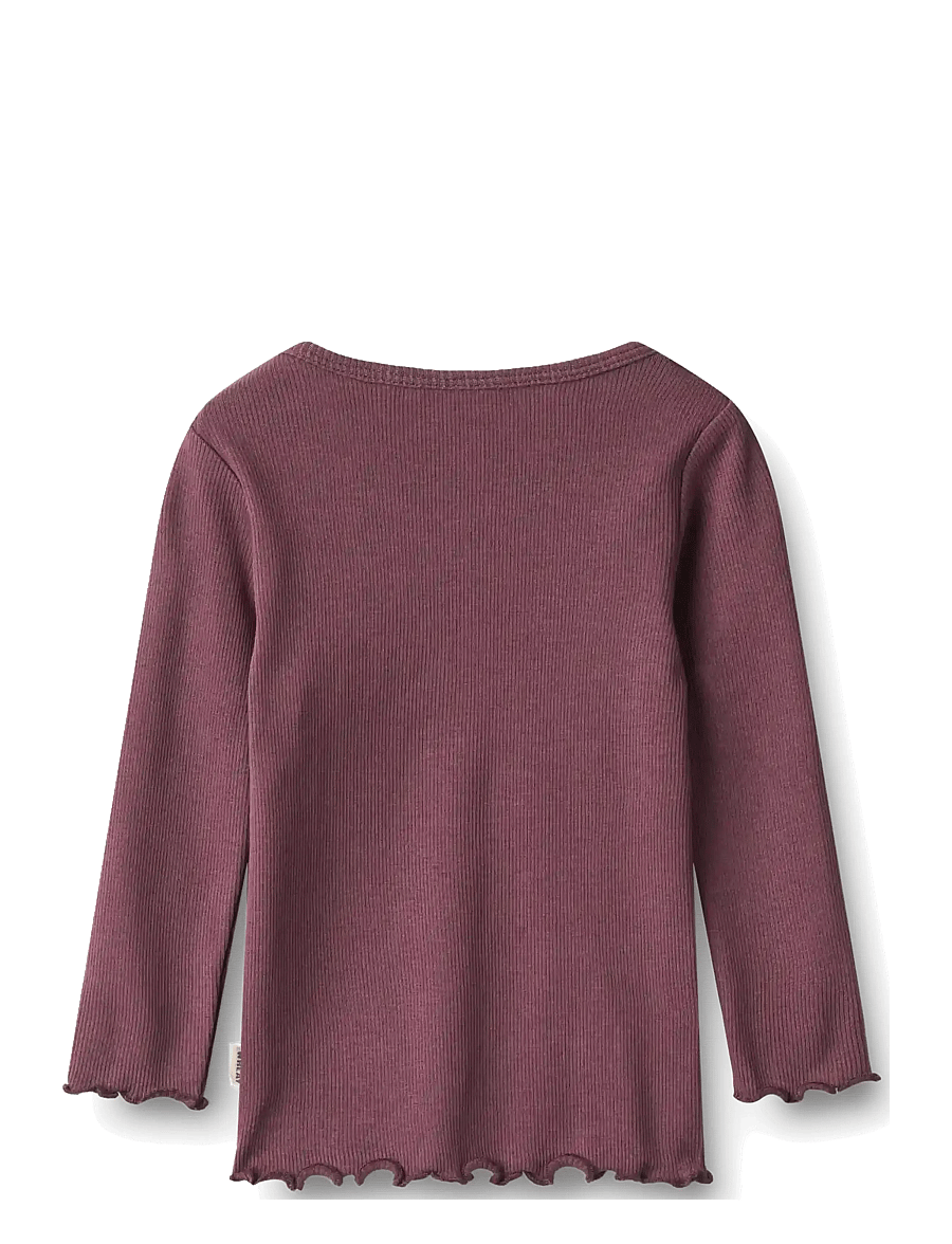 Wheat - 2 Rib T-shirt L/S Ida - langärmelig - eggplant - 2