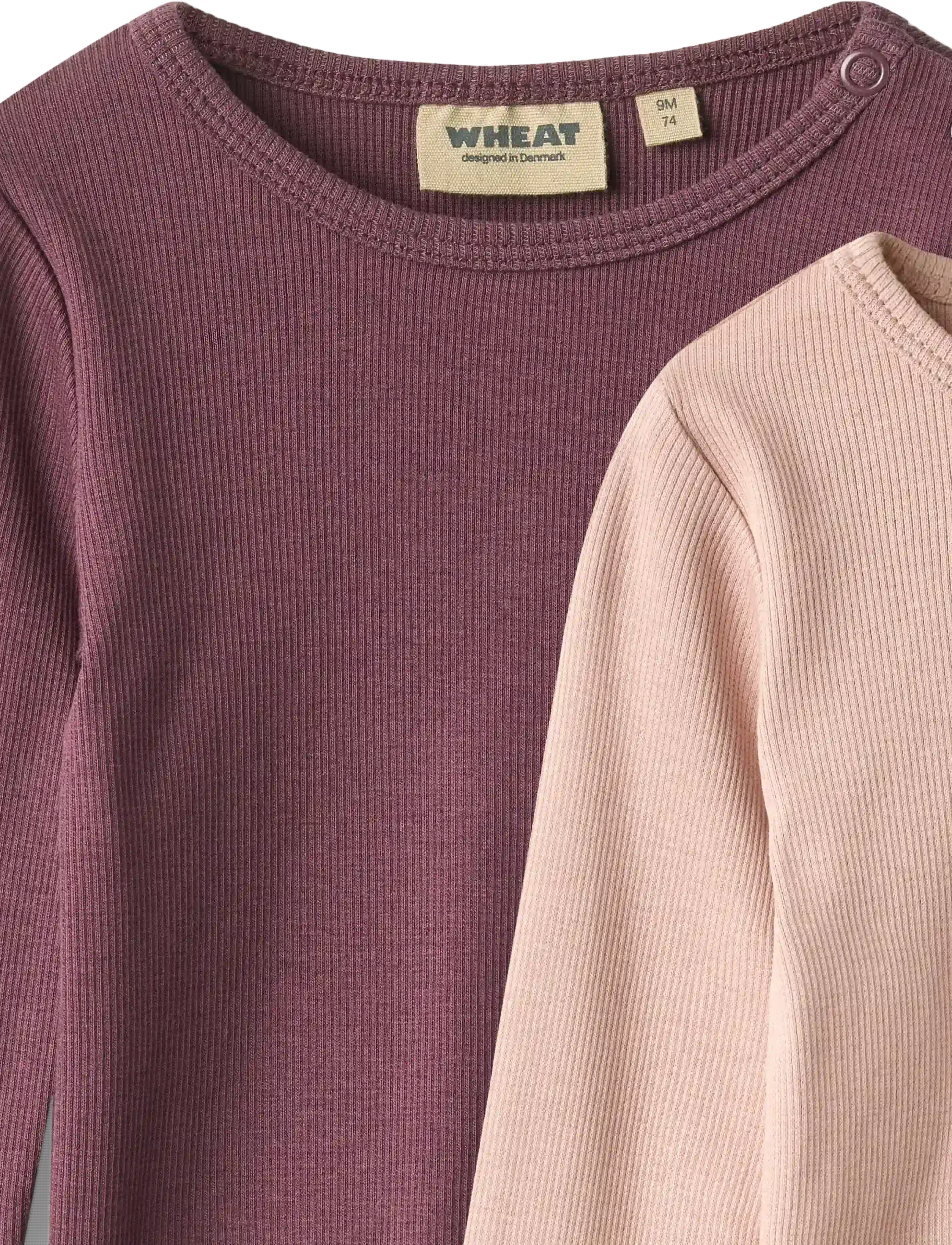 Wheat - 2 Rib T-shirt L/S Ida - langärmelig - eggplant - 5