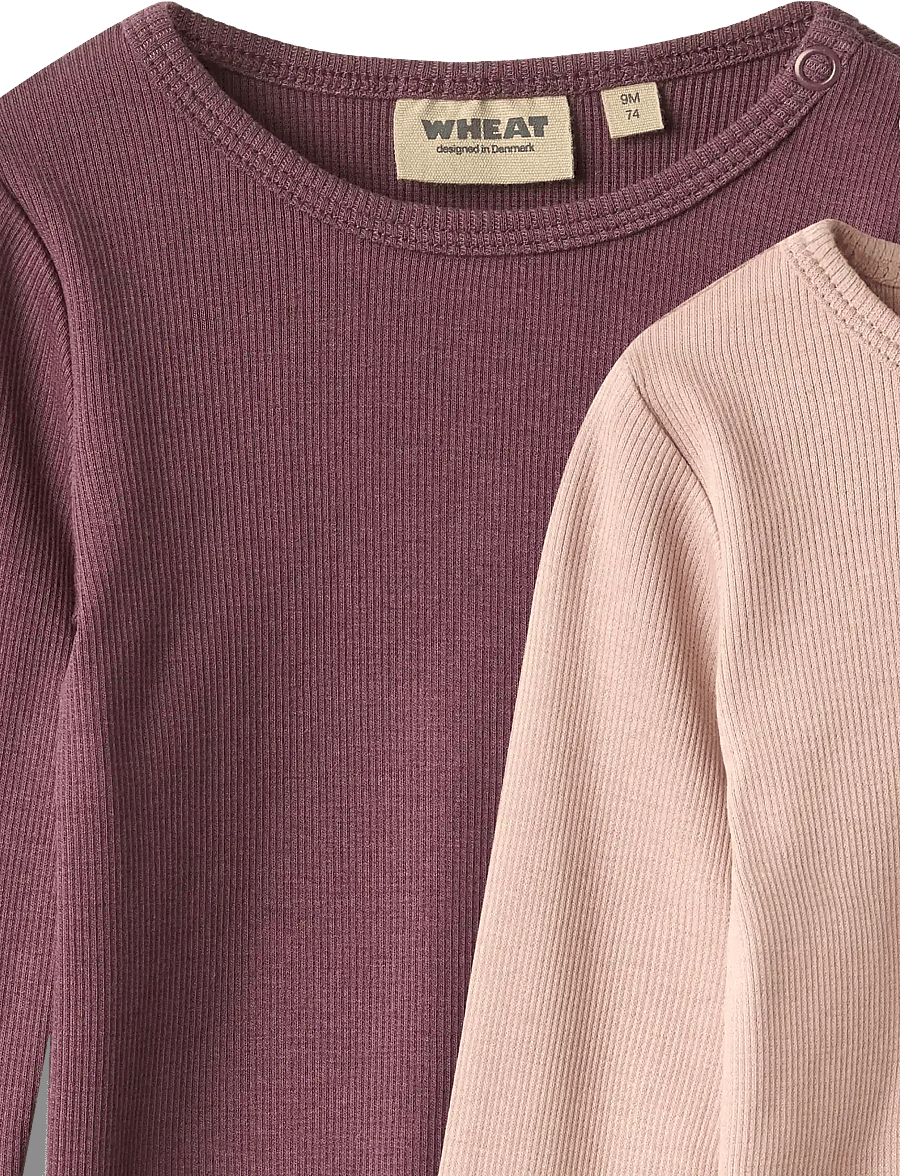 Wheat - 2 Rib T-shirt L/S Ida - langärmelig - eggplant - 5