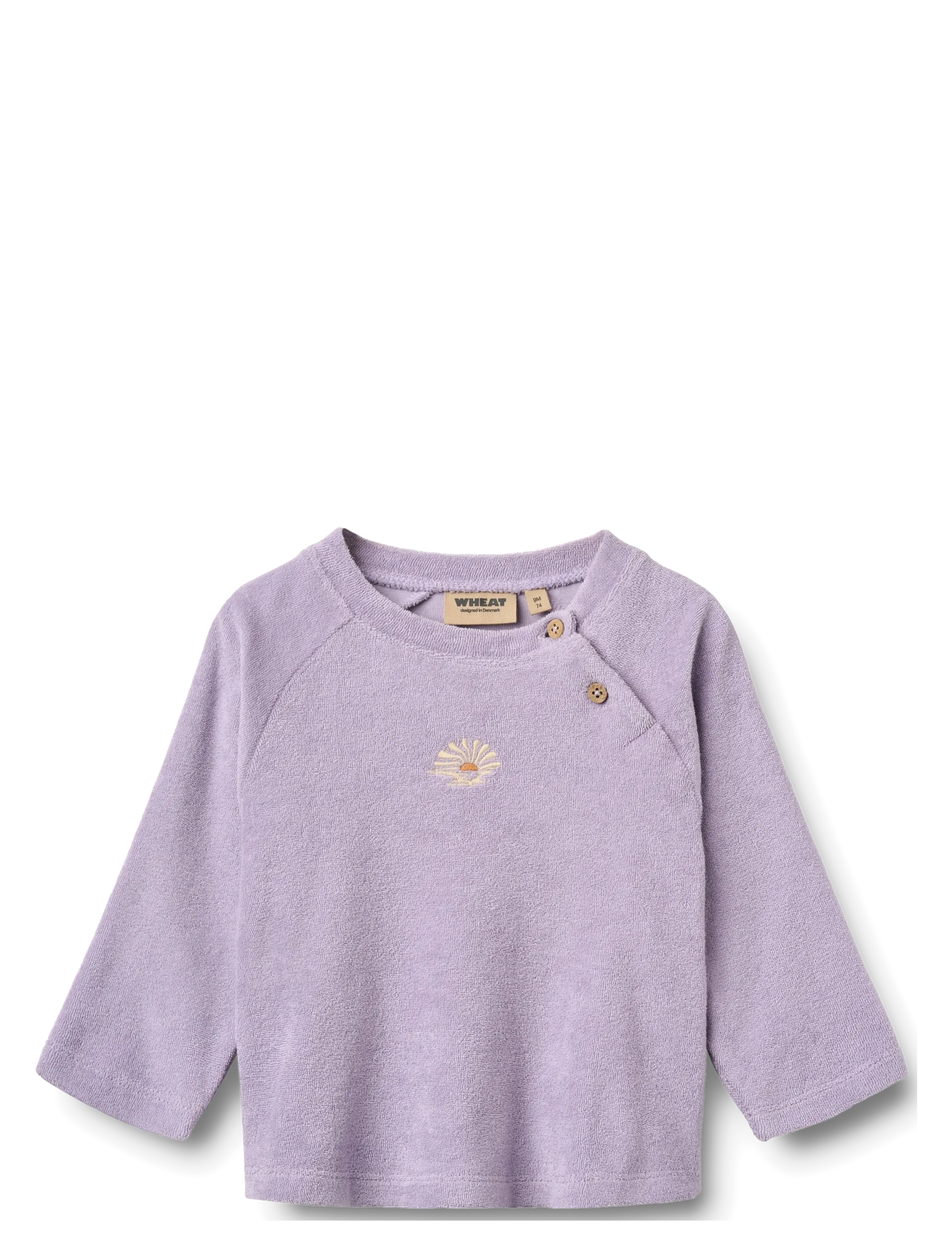 Wheat T-Shirt L/S Embroidery Darrin, 104, T-shirts, Lila - Long-sleeved Kinder