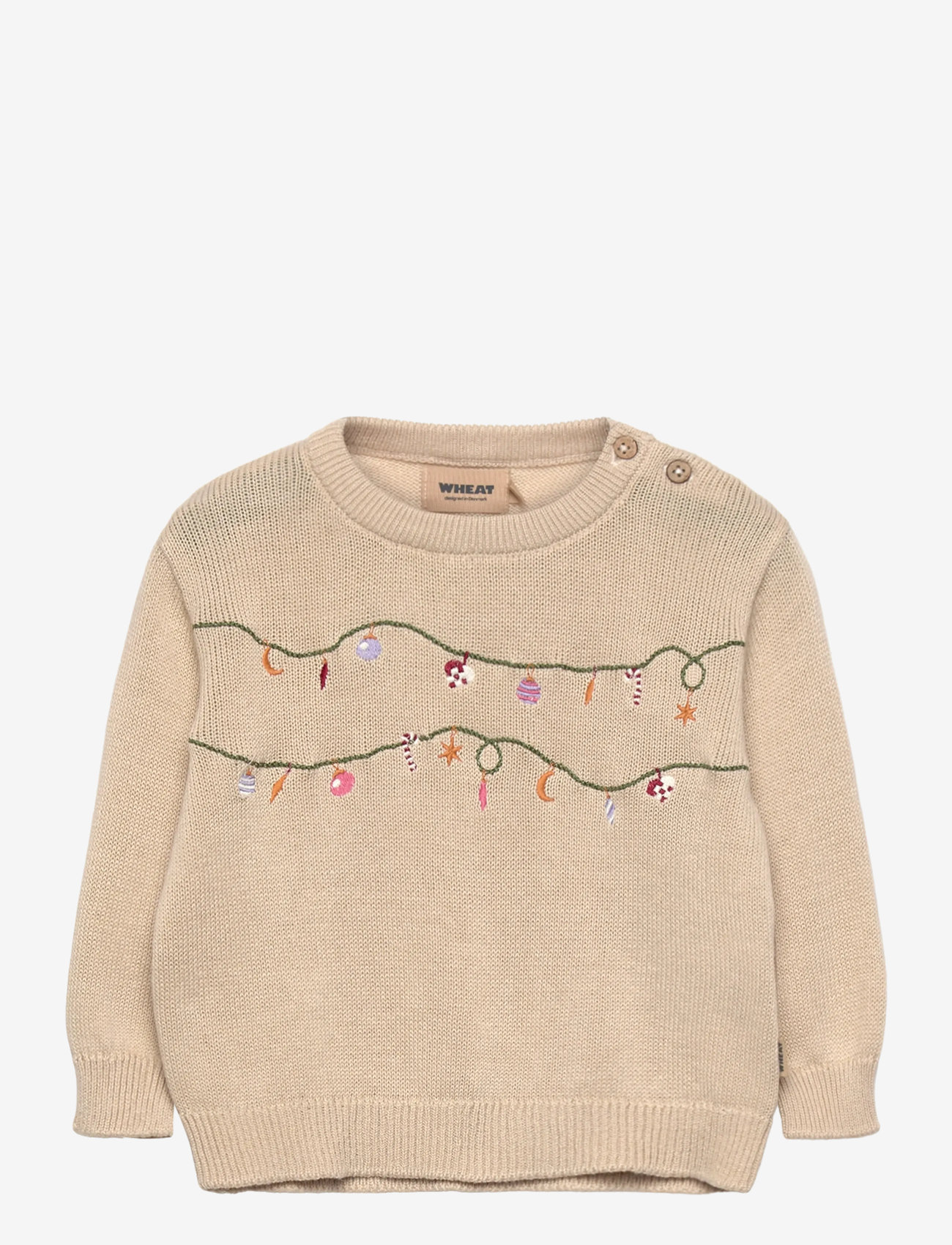 Wheat - Knit Pullover Embr. Lisa - stickade tröjor - offwhite - 0