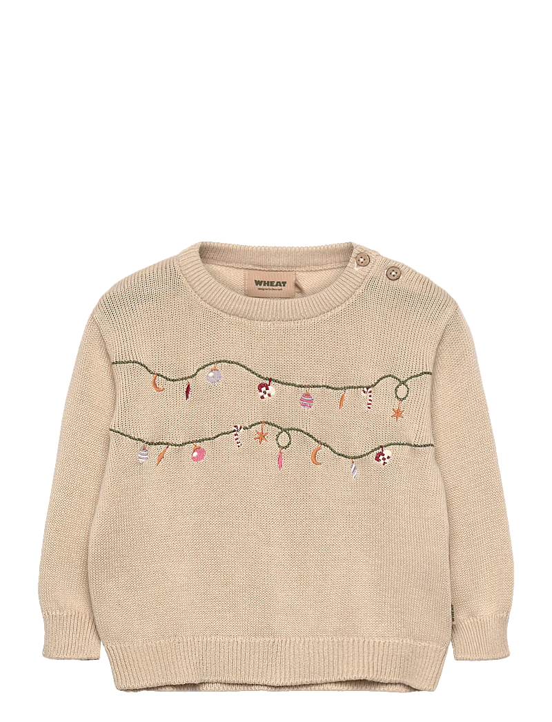 Wheat - Knit Pullover Embr. Lisa - stickade tröjor - offwhite - 0