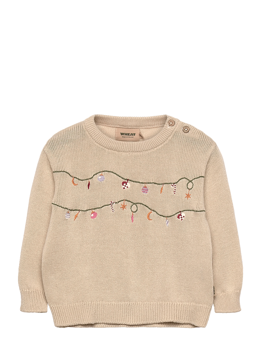 Wheat - Knit Pullover Embr. Lisa - trøjer - offwhite - 0