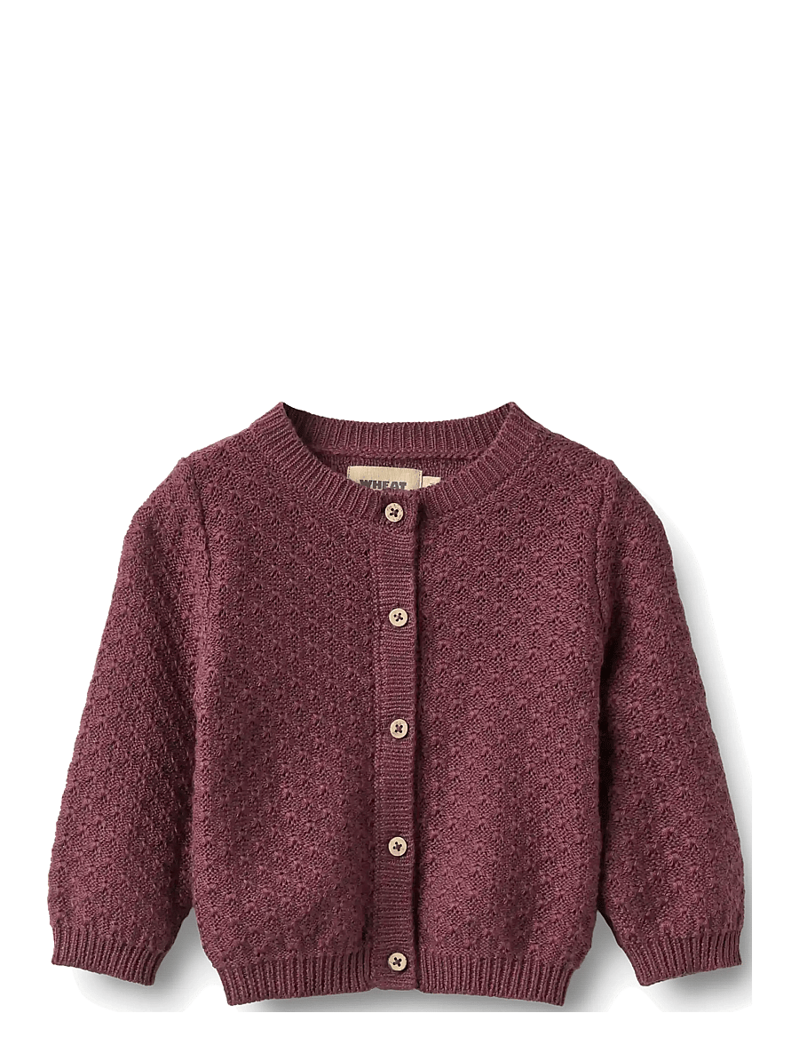 Wheat - Knit Cardigan Magnella - cardigans - eggplant - 0