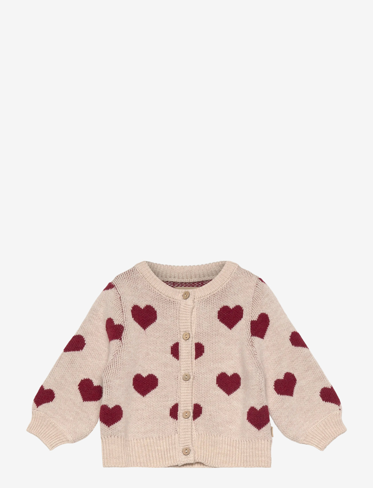 Wheat - Jacquard Cardigan Hearts - koftor - offwhite melange - 0