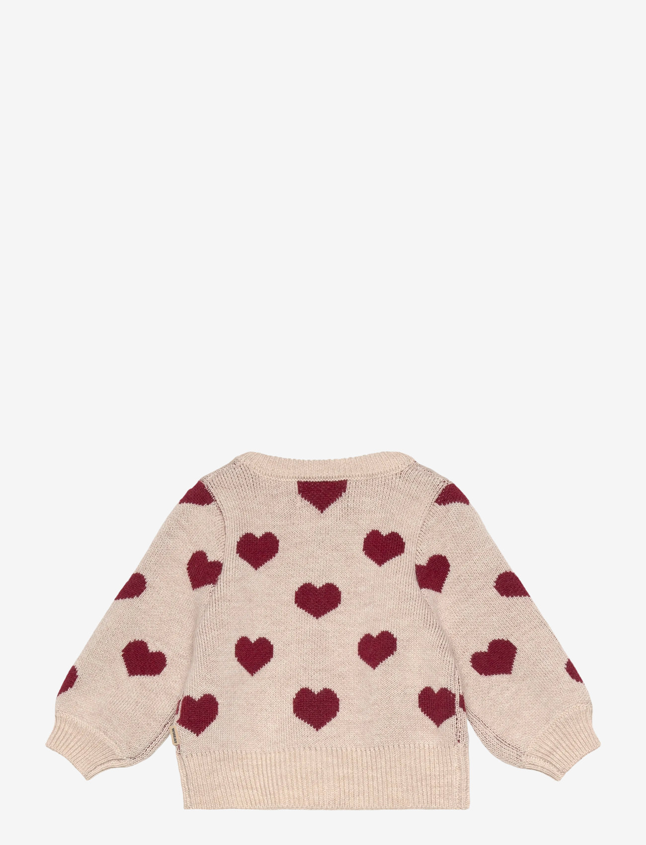 Wheat - Jacquard Cardigan Hearts - koftor - offwhite melange - 1