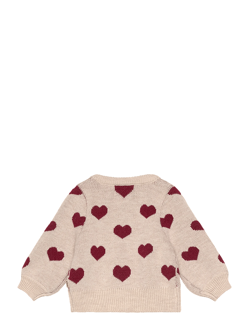 Wheat - Jacquard Cardigan Hearts - koftor - offwhite melange - 1