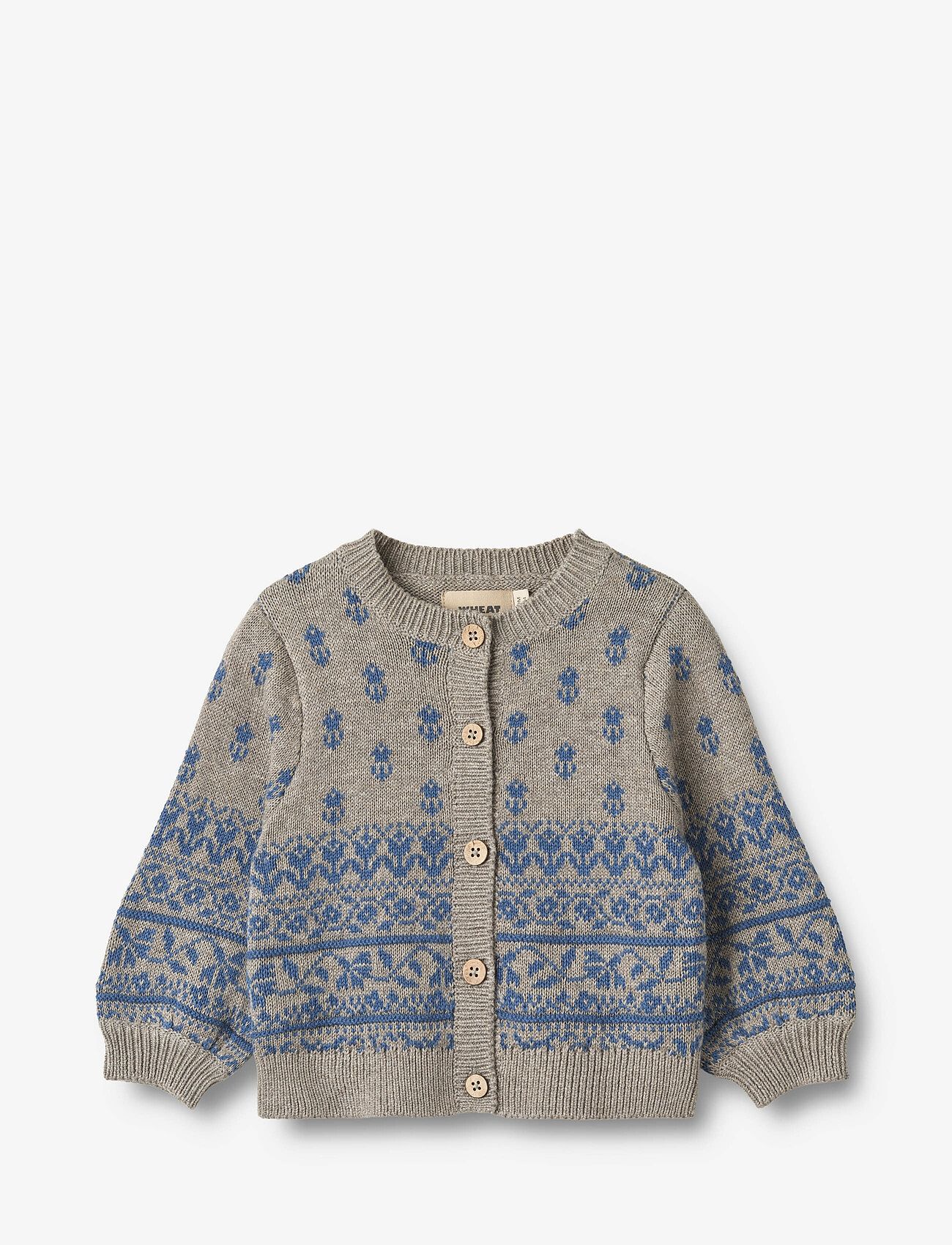 Wheat - Jacquard Cardigan Vikki - warm grey melange - 0