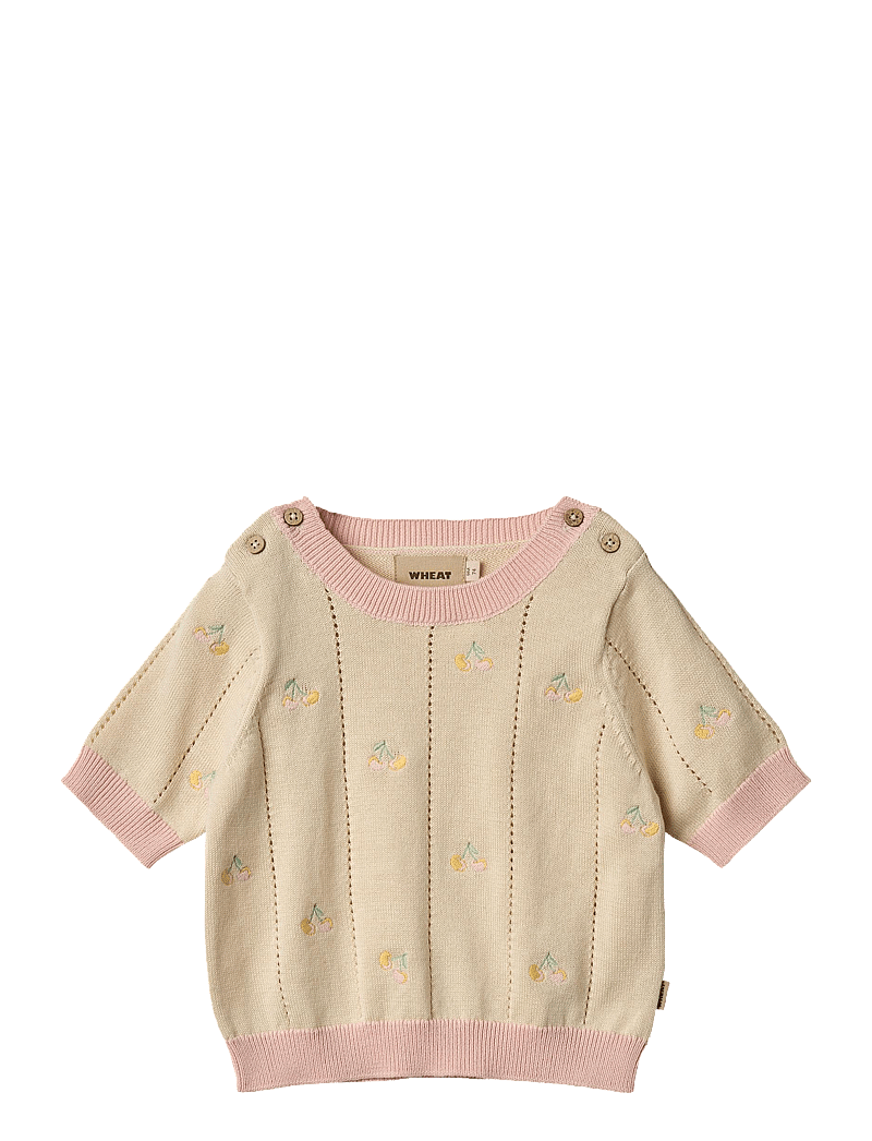 Wheat - Knit Top S/S Malvina - džemperiai - sandshell - 1