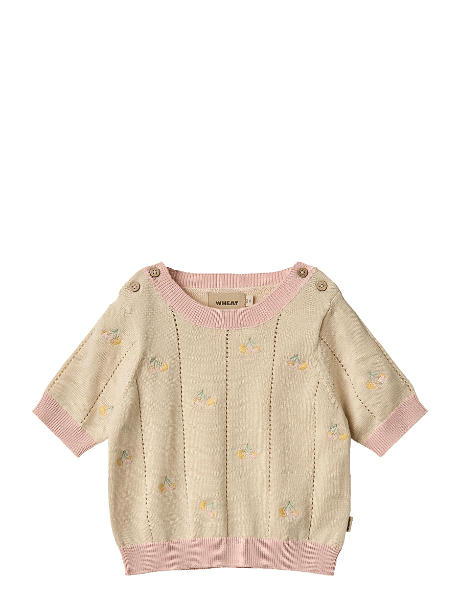 Wheat - Knit Top S/S Malvina - trøjer - sandshell - 1