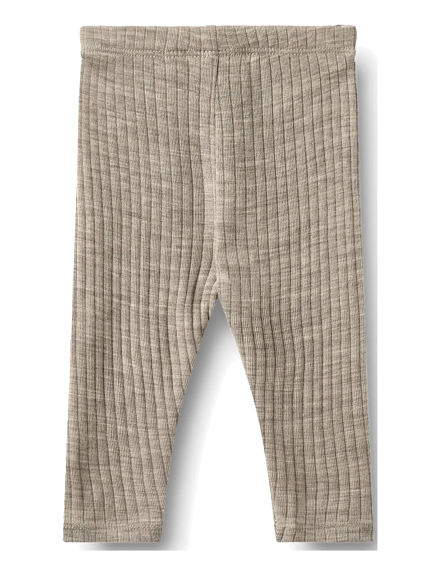 Wheat - Wool silk leggings Agi - base layer baby - khaki melange - 1