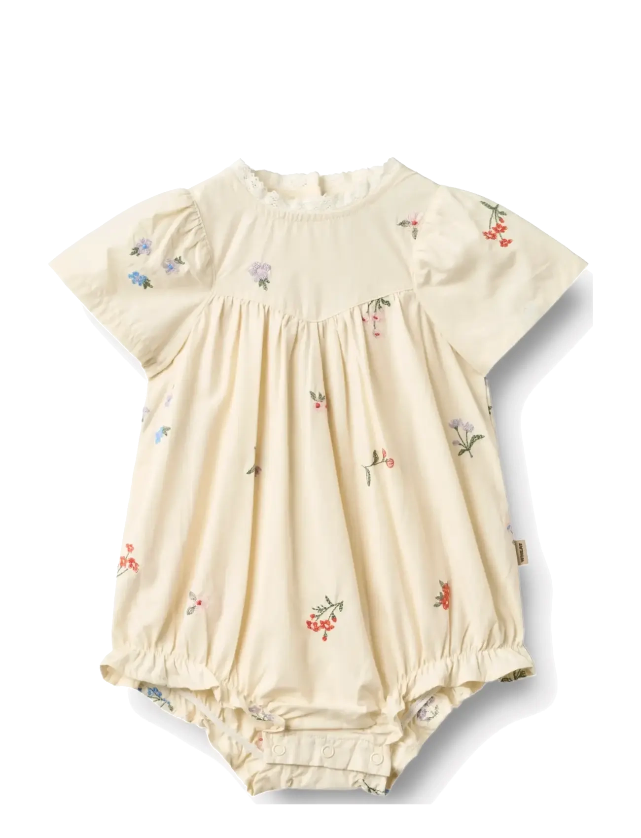 Wheat Romper Margit - Baby 44-92 - IVORY EMBROIDERY FLOWERS / cream